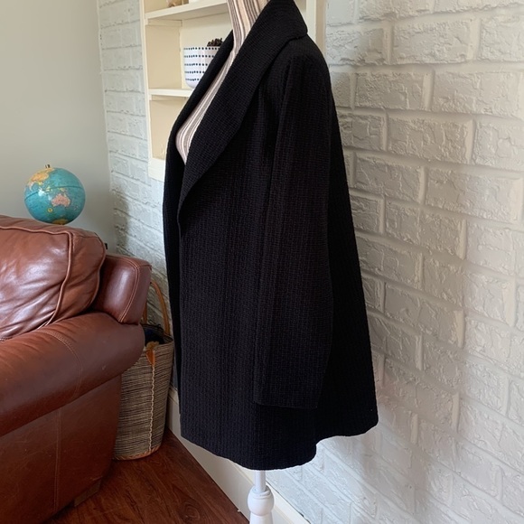 EILEEN Fisher Basket Weave Texture Open Front Style Jacket - Picture 7 of 9